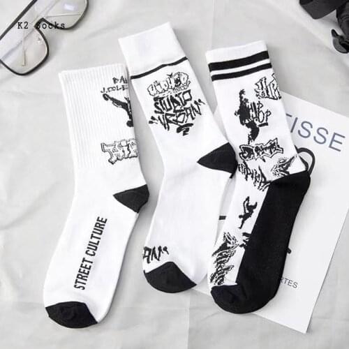 Personality Graffiti Sockings Cotton Harajuku Skateboard HipHop Cute Pink Letter Dropshopping Fashion Soft Funny Men Women Socks
