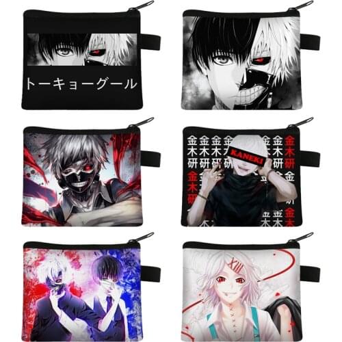 Anime Tokyo Ghoul Coin Purse Women Mini Wallet Girls Money Key and Credit Card Holder Bag Manga Kaneki Ken Ladies Lipstick Bag