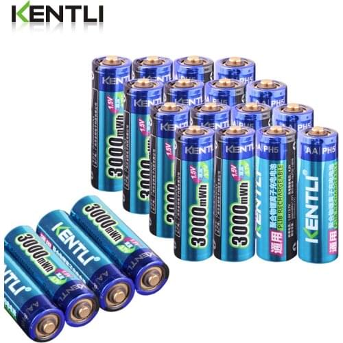 KENTLI 1.5v 3000mWh no memory effect aa rechargeable li-ion polymer lithium battery