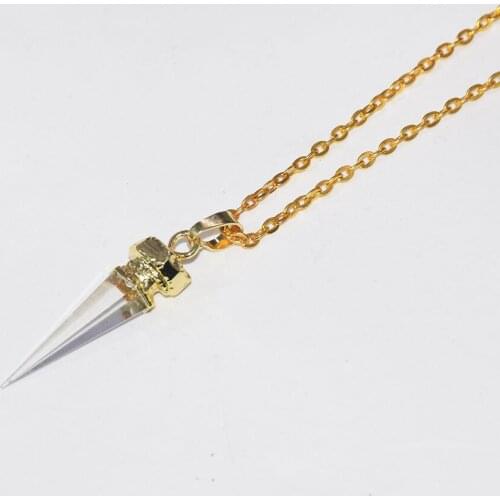 Fashion Jewelry Natural Clear Crystal Quartz Arrows Pendant Necklace Femme 2019 gold cap rock stone chain necklace for women