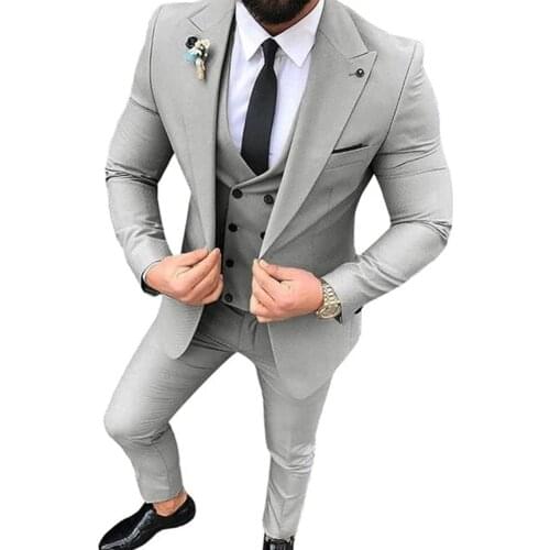 Mens Suits 3 Pcs Notch lapel Slim Fit Blazer Casual Prom Terno best men Tuxedos For Wedding Fashion (Blazer+Pants)