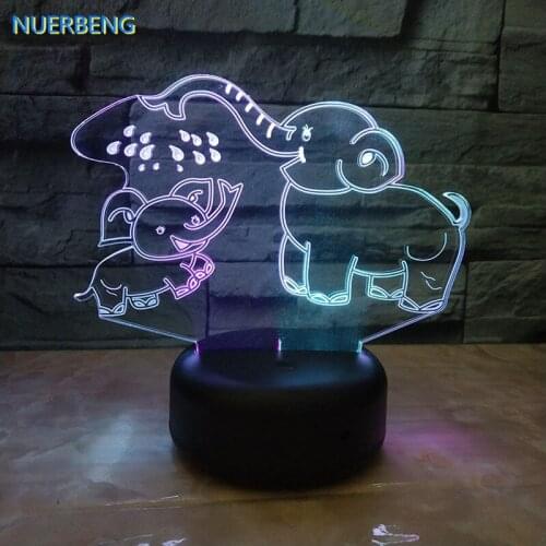Cute Elephant 3D Nightlight USB LED Desk Table Lamp 7 Colors for Home Bedroom Decor Baby Kids Sleep Lighting Creative Gift Toy