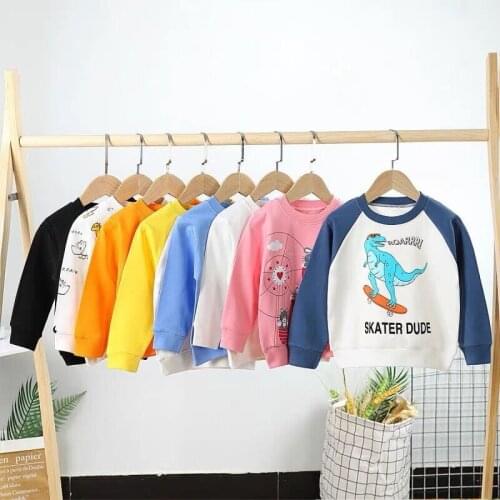 2021 Spring And Autumn New Boys Girls Hooded Sweater Baby Casual Hoodied Cartoon Shirt Bottoming Childrens Clothing