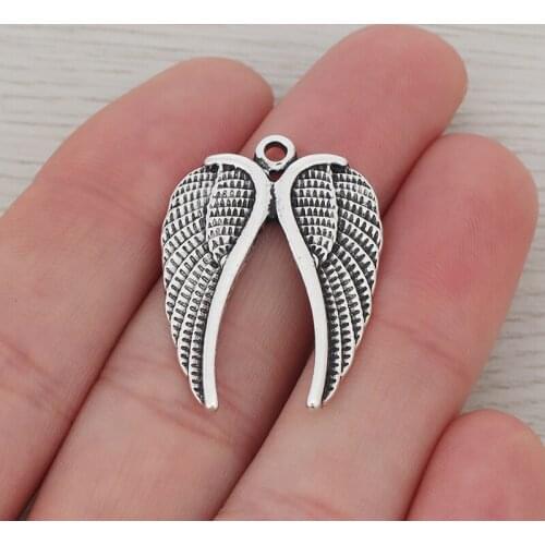 6 x Angel Wings Feathers Charms Pendants Fit Earrings Necklace Jewelry Making Findings 31x23mm