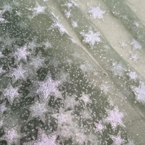 Pink/Green/Blue/Champagne Shining Star Glitter Sequined Mesh Tulle Lace Fabric for Needlework Girls Dolls DIY Sewing Crafts 2021