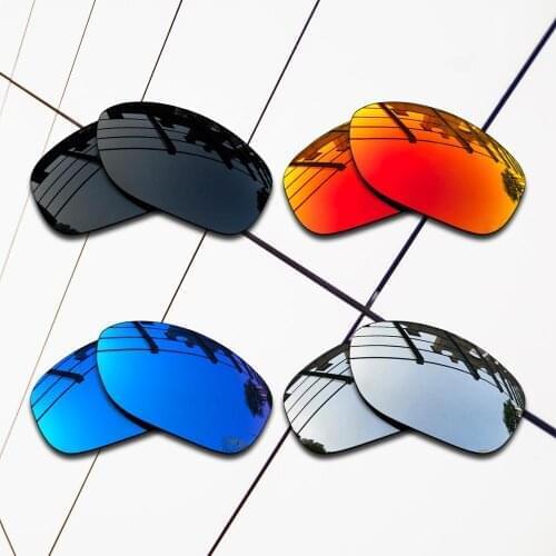 E.O.S 4 Pairs Black & Silver & Ice Blue & Fire Red Polarized Replacement Lenses for Oakley Pit Bull OO9127 Sunglasses