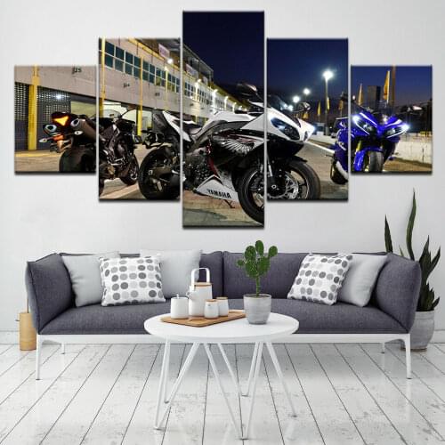 Sports Bike Motorcycle 5 Pcs Canvas Picture Print Wall Art Canvas Painting Wall Decor for Living Room Poster No Framed