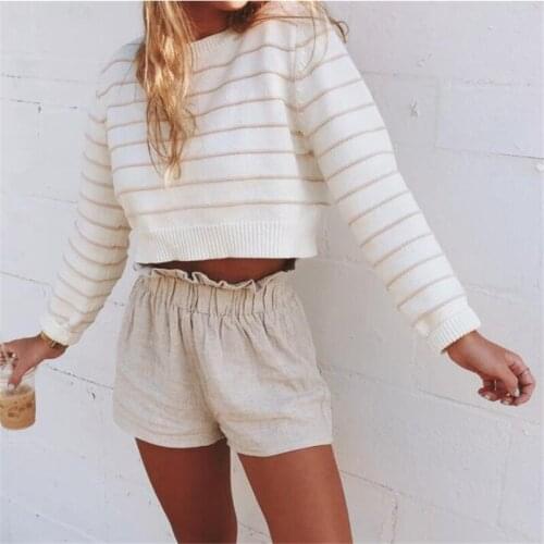 Fashion Women Autumn Winter Clothes Top Long Sleeve Striep Sweater Elegant Casual Plain pullover truien dames Ladies Streetwear