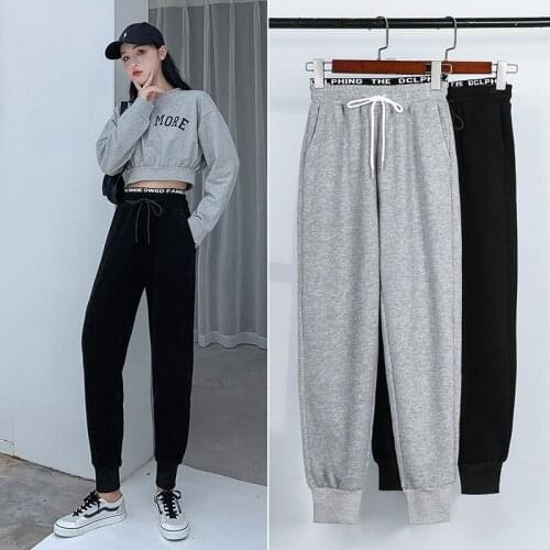 Loose Active Women Sweatpants High Waist Running Gym Stretch Sports Pants Casual Ladies Girls Drawstring Long Trousers Joggers