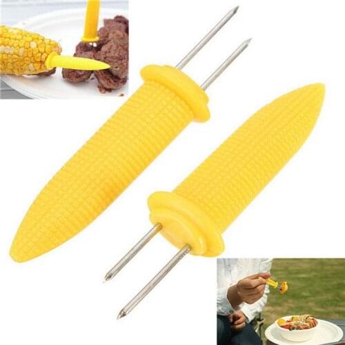 20pcs/set Fork Corn Kebabs Stainless Steel Corn Stand Corn on the Cob Fruit Fork Outdoor Grilling Tool