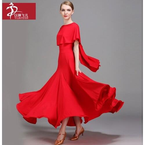 Long Ballroom Dress for Woman Stage Show Costume Waltz and Tango Practice Standard Skirt Dance Competition Dress 2 Colors A0010