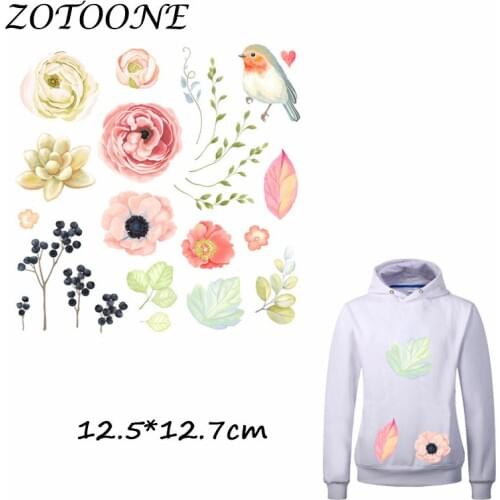 ZOTOONE Flower Bird Patch for Clothing Iron-On Garment Heat Transfer Washable Badge Diy Accessory T Shirt Deco Applique Patches