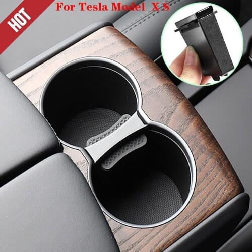 For Tesla Model X S Cup Holder Clip Car Water Cup Slot Slip Black ABS Limit Clip 1PC