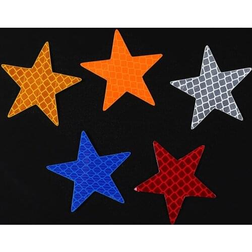 10 Pcs Reflector Stickers Decals Pentagram Reflective Warning Strip Tape Car Styling Car Bumper Reflective Strips Secure Star