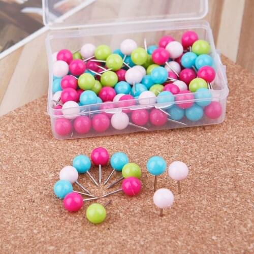 100 Pcs Colorful Assorted Push Pins Drawing Cork Board Nails Photo Wall Office School Supplies