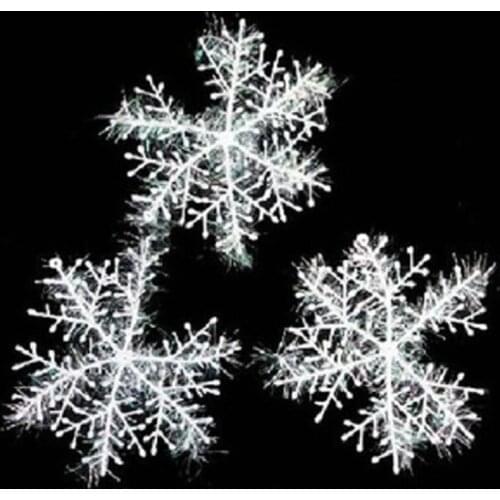 120 Pcs Plastic Artificial Snowflake Christmas Tree Pendant Christmas Scene Layout Party Decoration