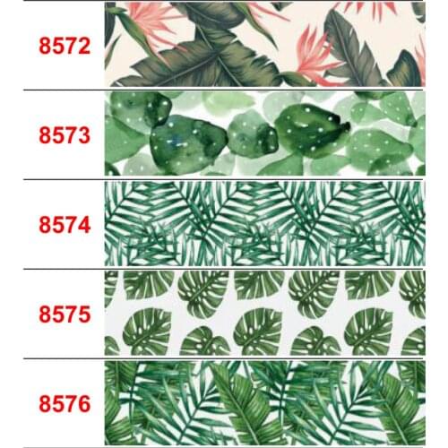 16mm-75mm Retro Flower Series Printed Grosgrain/Foe Ribbon Spring Leaf Colorful Flora DIY Hair Bowknot Party Decor 50yards/roll