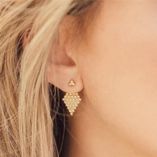 2pcs Bohemia Gold Tiny Honeycomb Shape Earrings Jackets Fashion Alloy Ear Pendients Femme Brincos Cute Earring