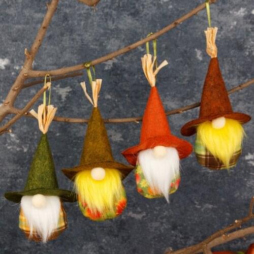 4pcs/set Thanksgiving Day Rudolph Elf Dolls Decor Pendant Harvest Festival Faceless Man Drop Ornaments Christmas Tree Decor