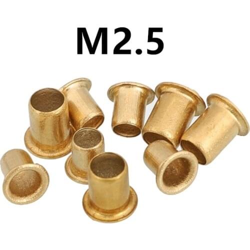 500PCS M2.5x2.5/3/4/5/6/7/8/9/10mm GB876 Tubular Rivets Double-sided Circuit Board PCB Nails Copper Hollow Rivet Nuts