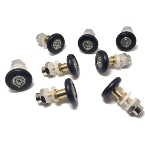 8pcs/set 25mm/27mm Nylon Straight Plastic Single Pulley Runner Wheel Sliding Door Rollers For Shower Bathroom Cabin