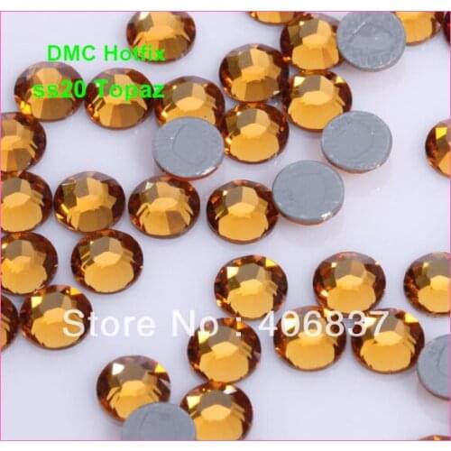Free Shipping! 1440pcs/Lot, ss20 (4.8-5.0mm) High Quality DMC Topaz On Rhinestones / Hot fix Rhinestones