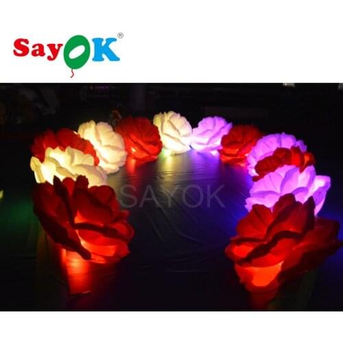Free shipping inflatable rose flower chain for wedding decoration stage decoration with rose flowers led inflatable flower sales
