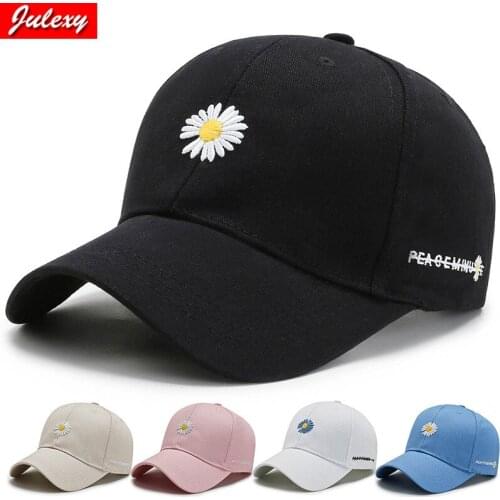 Baseball Cap Men And Women New Embroidery Small Daisy Flower Cotton Hat Korean Version Of The Net Red Cap Sunscreen Sun Hat