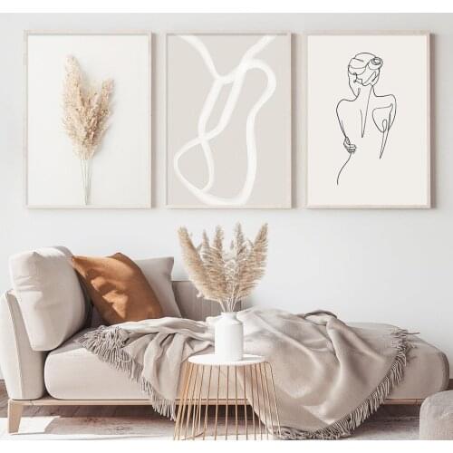 Boho Abstract Body Line Floral Modern Posters Canvas Painting Wall Art Print Picture for Living Room Bedroom Interior Home Decor