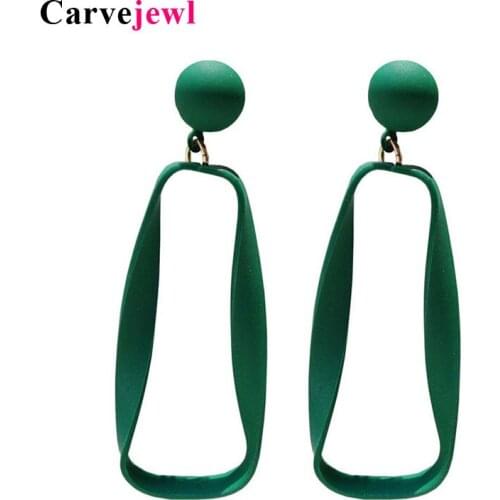 Carvejewl Minimalist Metal Pendant Earrings rectangle Geometric Earrings Hanging spray Paint Big Earrings Women fashion Jewelry
