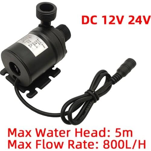 DC 12v/24v 800L/H 1/2 Micro Submersible circulation Water Pump with connection kits and EU/US adapter for Aquarium, low noise