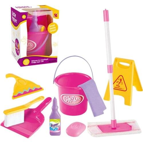 Childrens Simulation Mini Cleaning Tools Play House Boy Girl Broom Mopping Bucket Toy Set Children Do Housework Tools