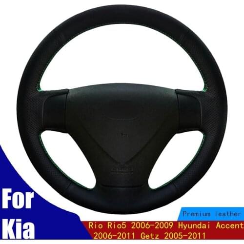 DIY Car Steering Wheel Cover Black Micro Fiber Leather For Kia Rio Rio5 2006-2009 Hyundai Accent 2006-2011 Getz 2005-2011