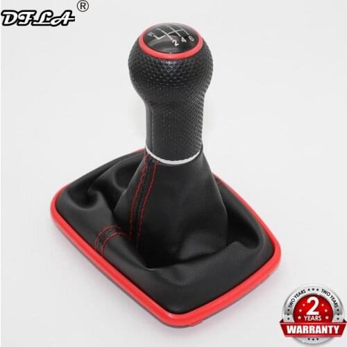 For Seat Leon 2000 2001 Toledo 1999 2000 2001 Car-Styling Car 6 Speed 12mm Red Line Gear Stick Shift Knob With Leather Boot