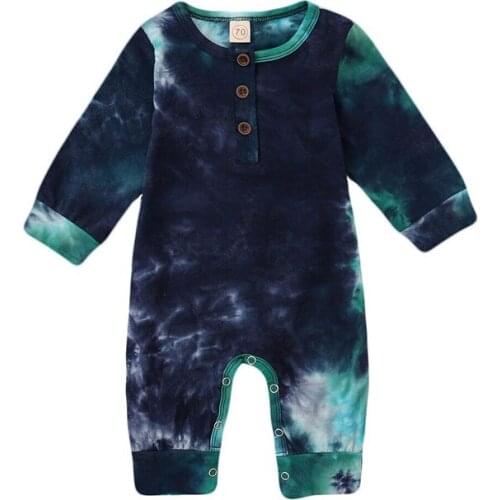 Infant Newborn Baby Girls Boys Spring Autumn Clothes Tie dye Ribbed Outfits Romper Long Sleeve Jumpsuits Playsuits