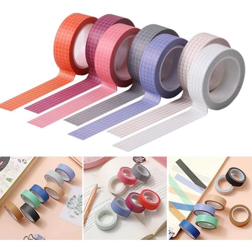 Grid Washi Tape Paper DIY Planner Adhesive Washi Tapes Stickers Japanese Style Stationery Tapes 5Rolls Diary Border Decoration