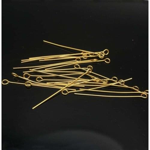 Stainless steel Gold Color "9" Shape Eye Pin Head Pins DIY Accessories Craft For Jewelry Making 40*0.7mm