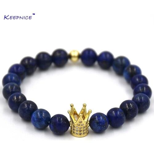 New Brand Trendy Imperial Crown Charm Bracelets Men Natural Stone Beads For Women Men Jewelry pulsera hombres