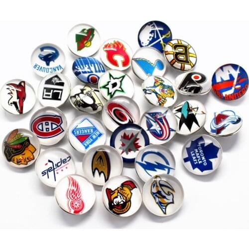 Wholesale 20pcs/lot Glass Snap Button Ice Hockey Snap Chams Fit DIY Ginger 18mm/20mm Snap Bracelet Necklace Bracelet Jewelry