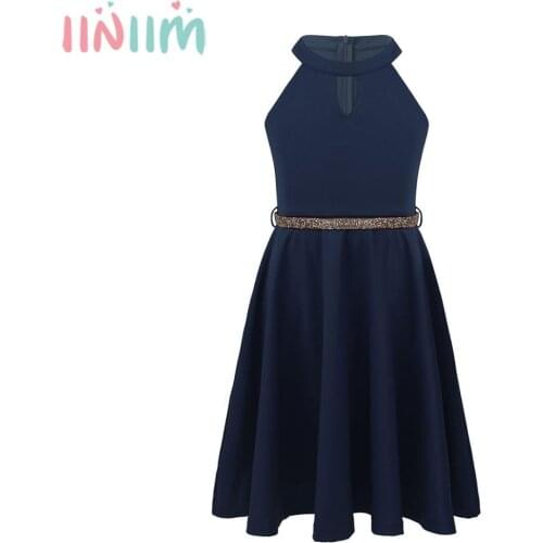 Teen Girls Cutouts Flared Skater Dress for Graduation Party Casual Party Kids Dresses for Girls Princess Vestidos Prom Dress