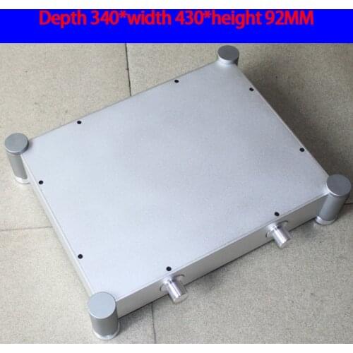 KYYSLB 340*430*92MM All Aluminum Pure Rear Stage Amplifier Chassis Box House DIY Enclosure with Feet Knob Amplifier Case Shell