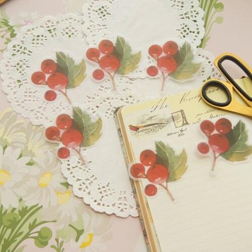 30pcs DIY Red Berry Design Translucent Paper As Creative Craft Paper Background Scrapbooking Use