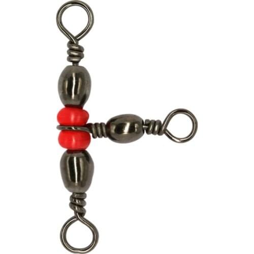 10PCS/Lot Fishing 3 Way Rolling Barrel Swivel Fishing Snap Swivel Fishhook Line Connector Bifurcators Ring Fishing Accessory