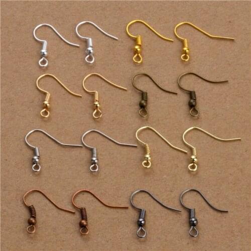 Earrings Hook Wholesale Rhodium Silver Gold Plated 200Pcs/lot 18x20mm Jewelry Materials Accessories Findings Coil Wire