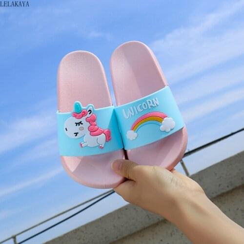 Unicorn Slippers for Baby Boy Girl Children Summer Beach Water Flip Flops Cartoon Rainbow Cute Kids Indoor Home Non-Slips Shoes