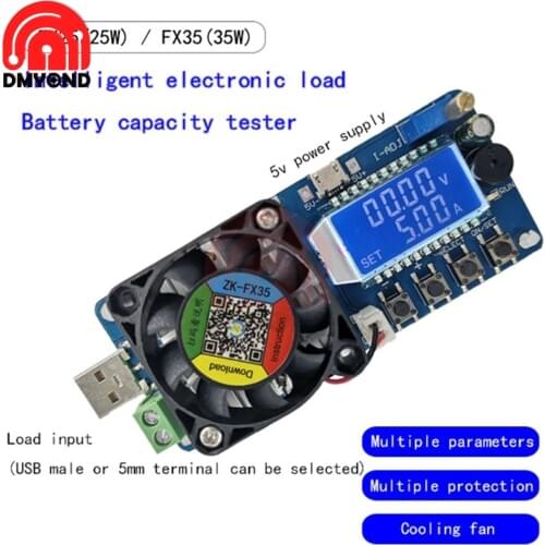 FX25 4A 5A Electronic Load Battery Capacity Tester Constant Current Electronic Load USB Power Detector Adjustable Resistor