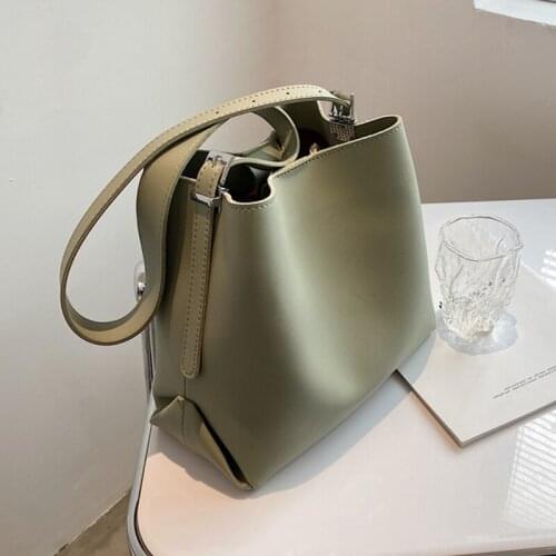 Womens shoulder bag, double compartment, solid color, large capacity, PU leather, cross, spring, 2021