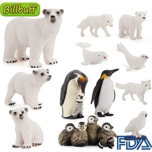 1Pcs Simulation Arctic Wild Animal Set Wolf Bear Fox Rabbit Model Figures Collection Cognition Educational Toy for Children Gift