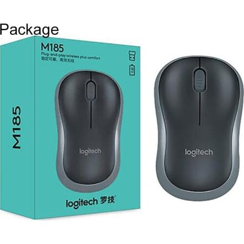 100% Original Logitech M185 Wireless Mouse Symmetric Design1000DPI Office Computer USB Nano Receiver For Windows Mac OS Linux