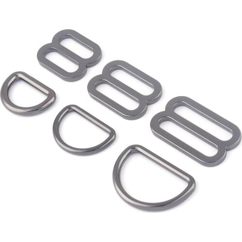 20-32mm Gunmetal Adjuster Slide Lanyard Buckles,Metal D Ring Strap Purse Buckle Dog Collar Handbag Webbing Hardware Supplies DIY